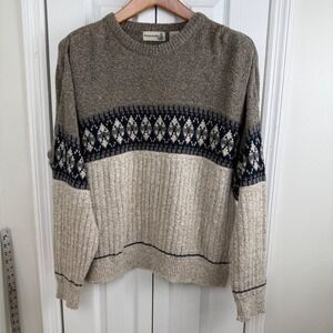 Fieldmaster Fair Isle Geometric Sweater Wool XXL Knit USA Made Vintage Grandpa